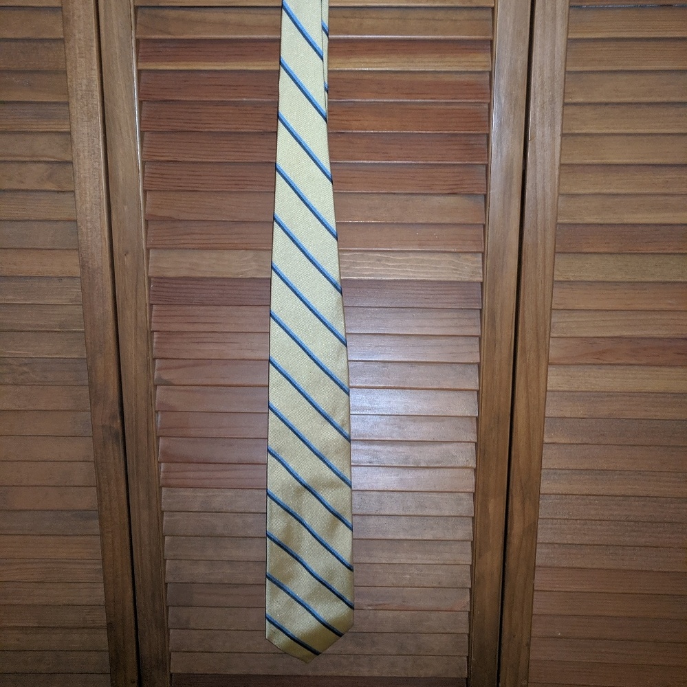 Lands End Tie Blue and Gold Stripes